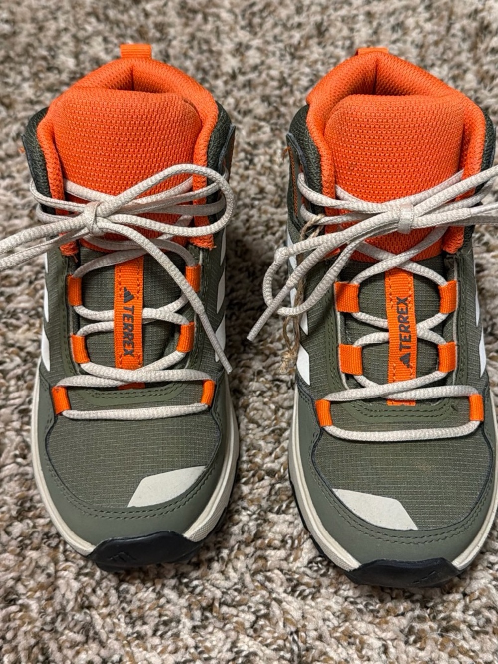 adidas Kids Trek Sneakers in Olive Green and Orange